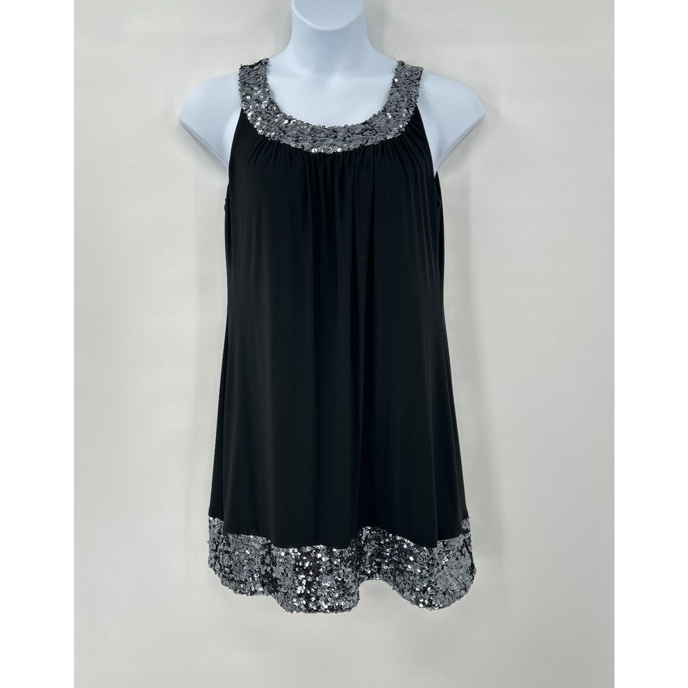 Y2K Scarlett Nite‎ Sequin Cocktail Mini Dress Black Silver Glam Party 12